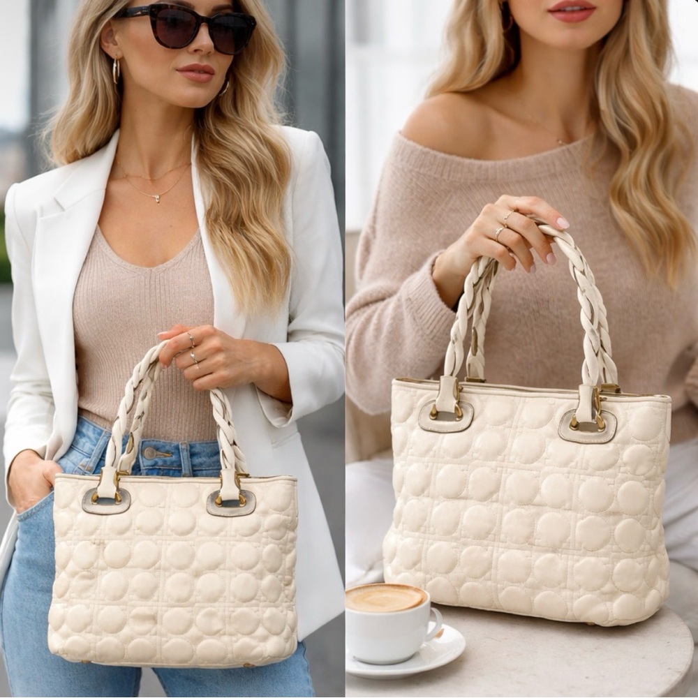 Rare Salvatore Ferragamo Gancini quilted leather handbag with braided leather